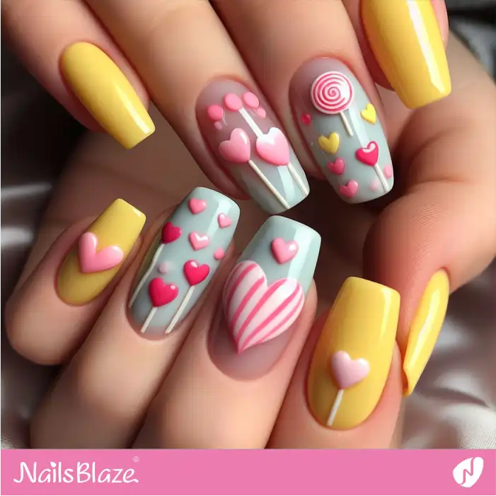 Sweetheart Lollipop Nails for Valentine's Day | Valentine Nails - NB2193